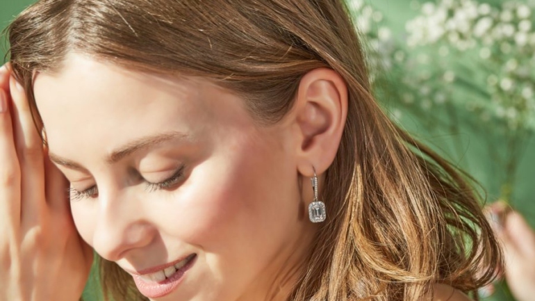 Diamond Fashion Dangle Earring on Model