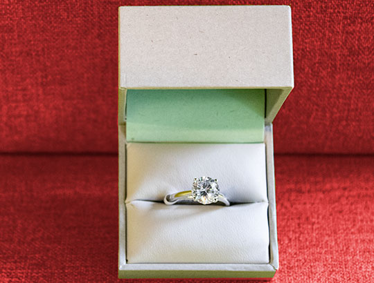 Round Lab Grown Diamond Engagement Ring in Ring Box