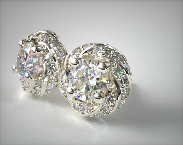 Truly Custom 2 1/2 ctw Round Lab Grown Diamond Twisted Pave Halo Earring