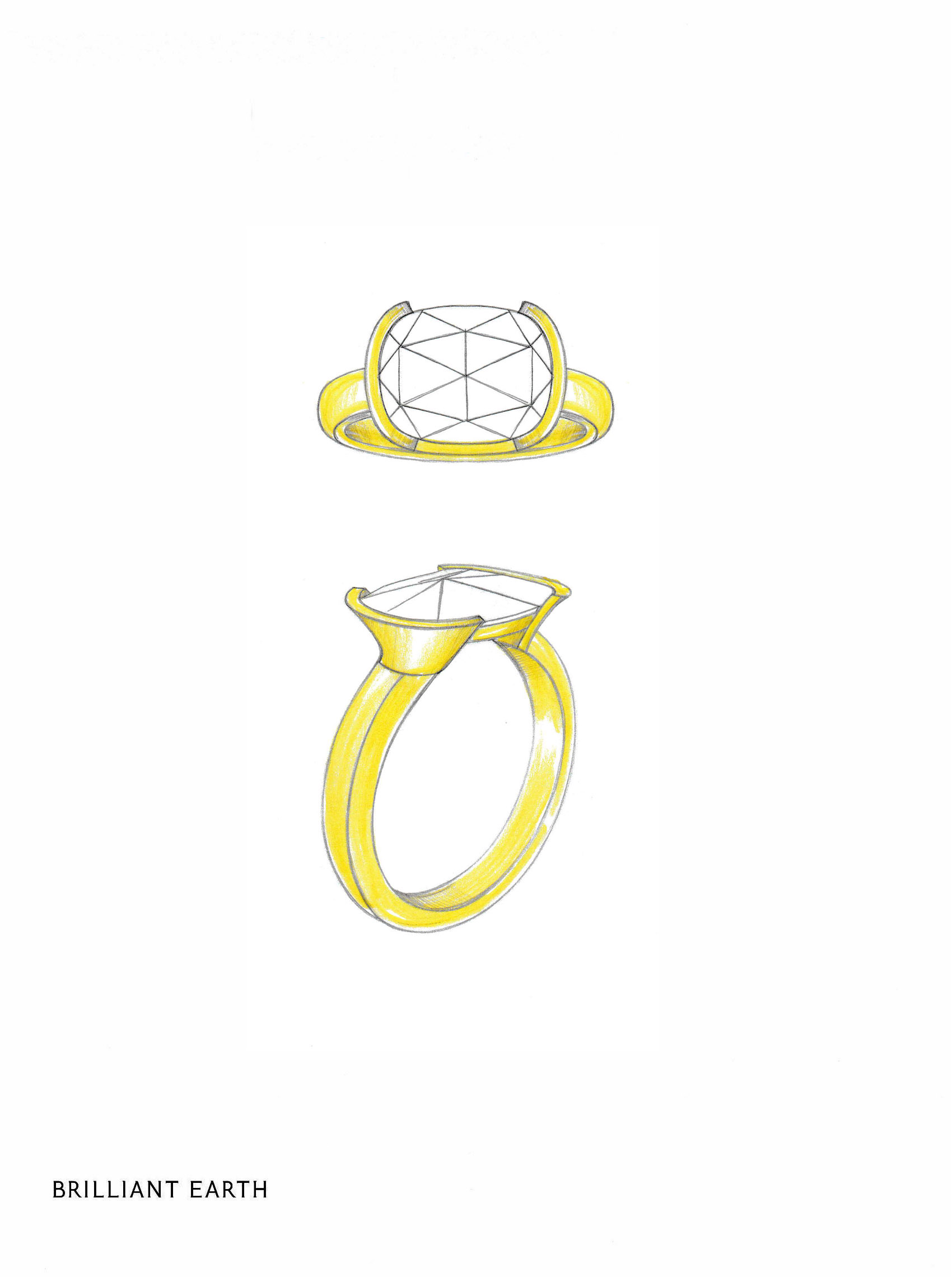  Truly Custom 1 1/2 ctw Elongated Cushion Rose Cut Lab Grown Diamond Solitaire Engagement Ring