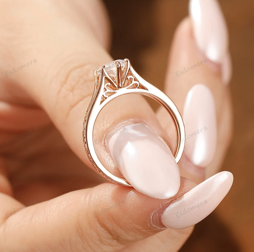 Truly Custom 1 5/8 ctw Hexagon Lab Grown Diamond Side Stone Engagement Ring