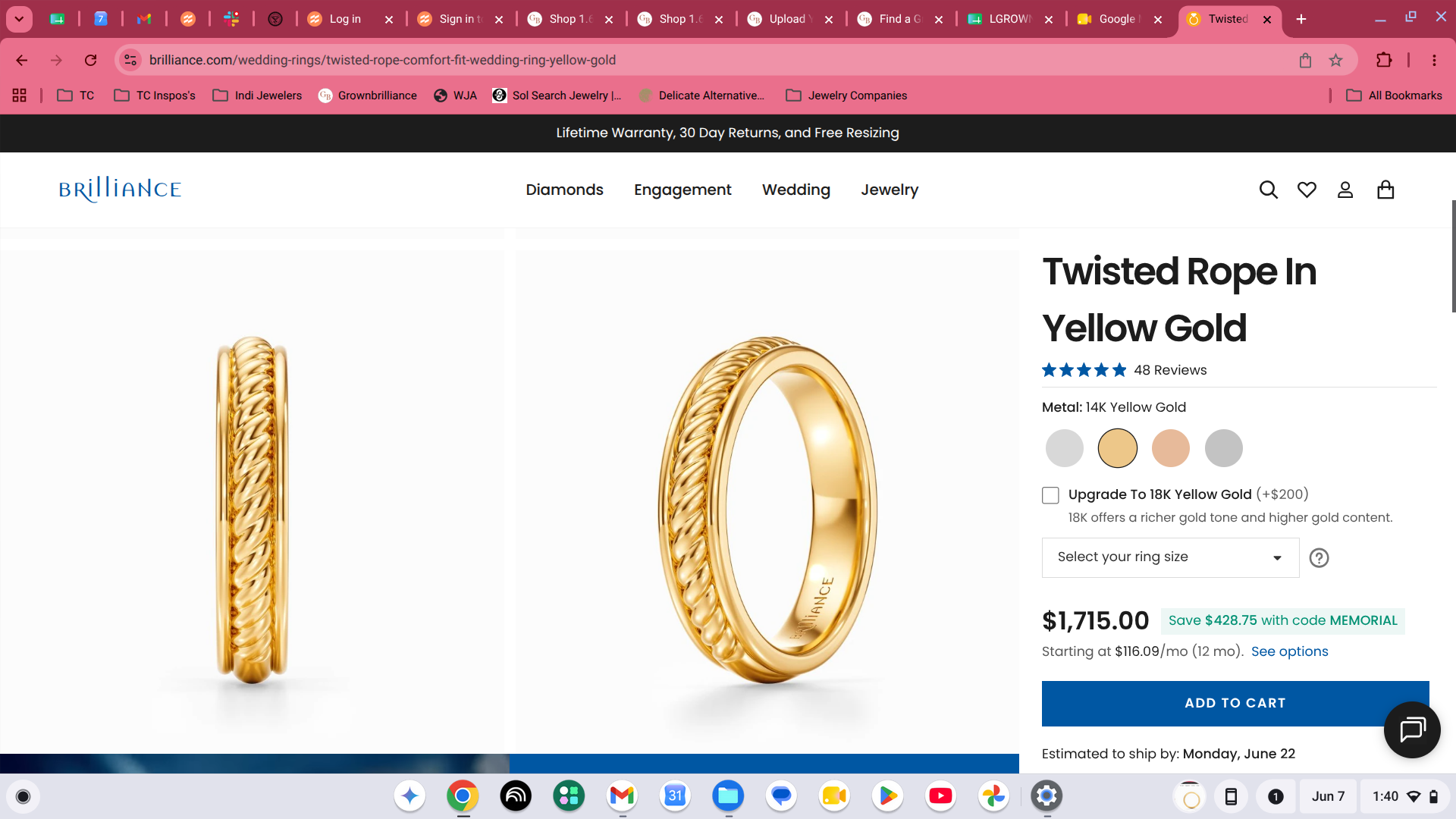  GB Custom Twisted Rope Wedding Band 