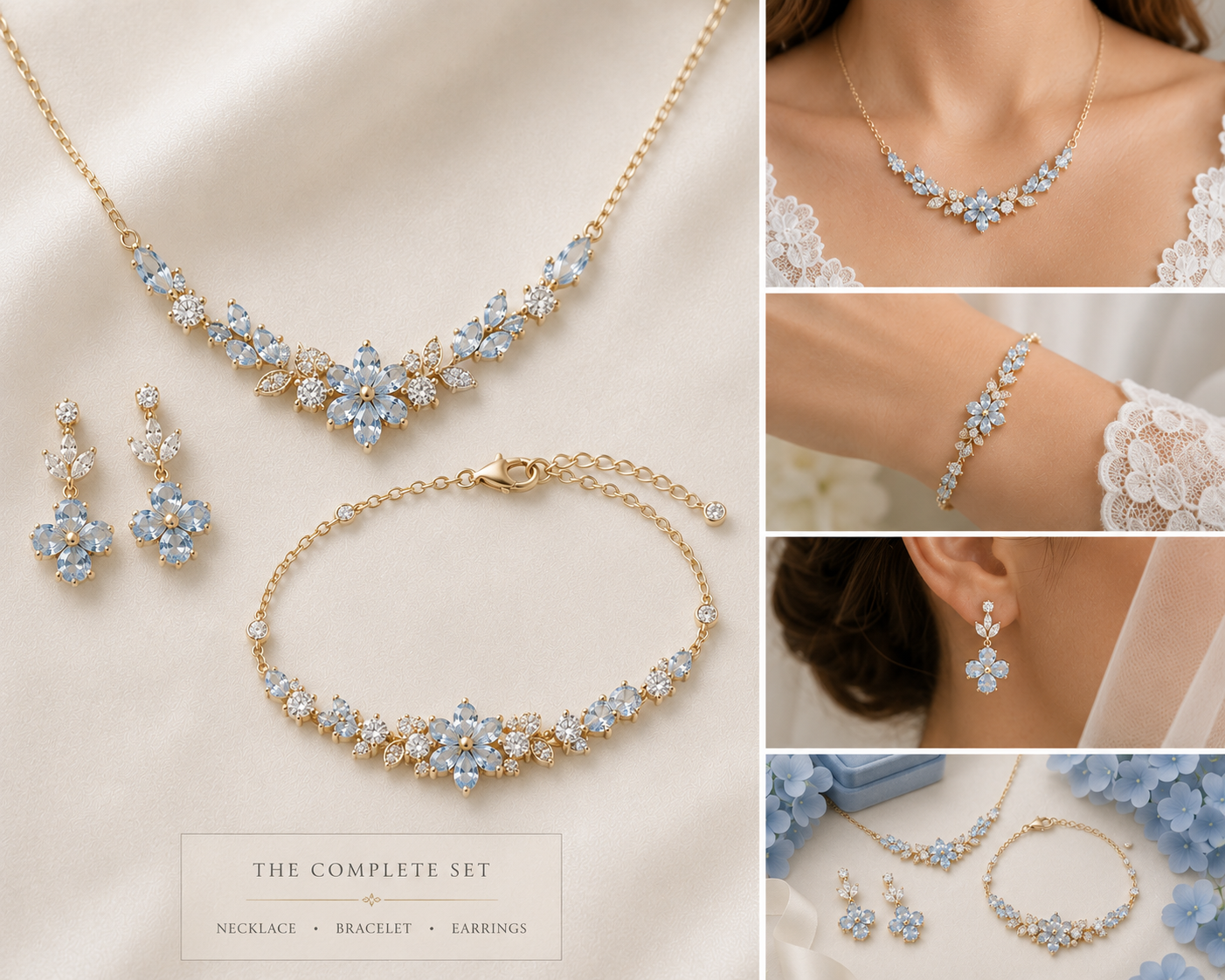   GB Custom Pear and Marquise Cut Created Aquamarine and 7/8 ctw Round Lab Grown Diamond Fashion Necklace