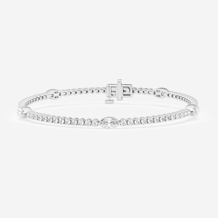 2 3/4 ctw Marquise Lab Grown Diamond Five Stations Tennis  Bracelet - 7 Inches