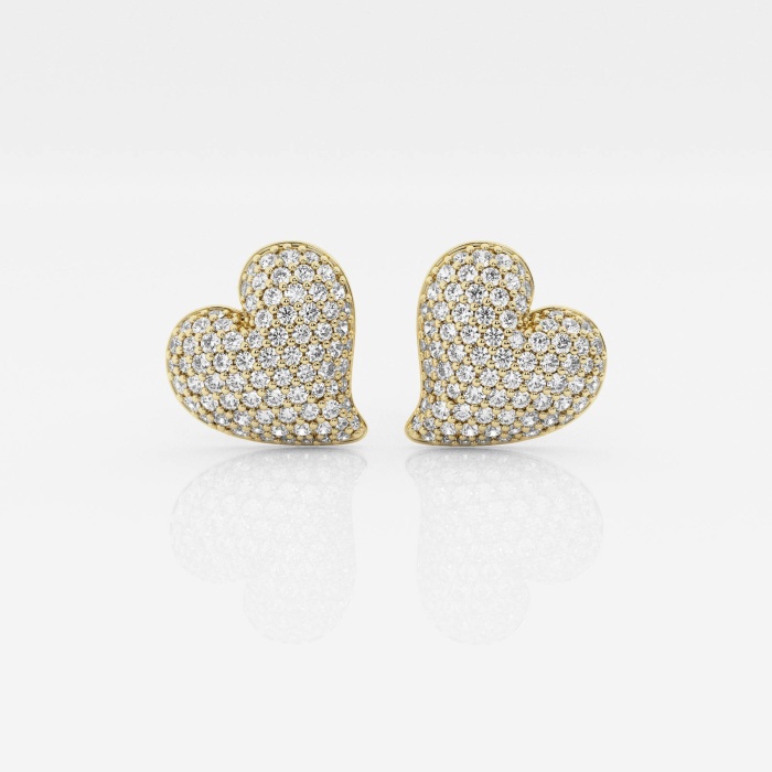 3/4 ctw Round Lab Grown Diamond Heart Shape Pave Stud Earring Fashion Earrings