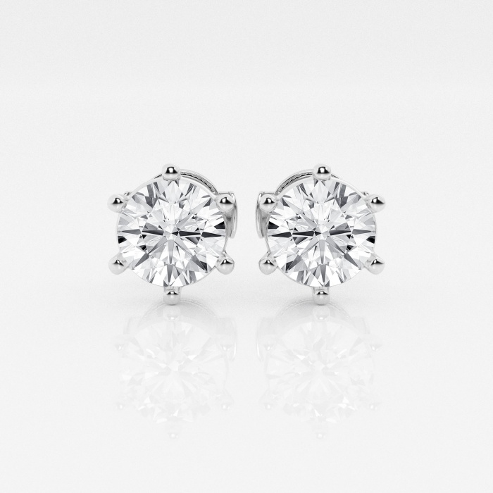 2 ctw Round Near-Colorless Lab Grown Diamond 6-Prong  Certified Stud Earrings
