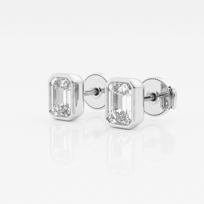 1 1/2 ctw Emerald Lab Grown Diamond Bezel Set Solitaire Certified Stud Earrings