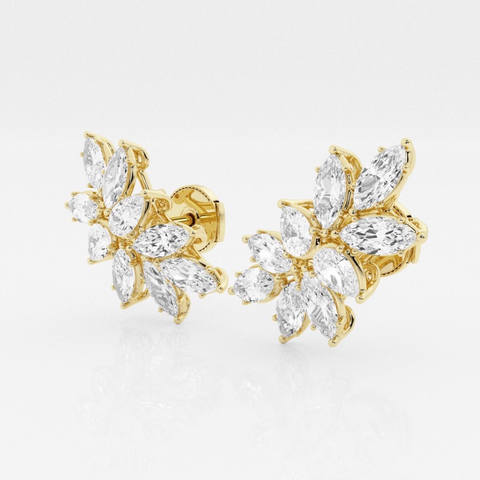 Badgley Mischka  4 ctw Pear & Marquise  Lab Grown Diamond Cluster Fashion Earrings