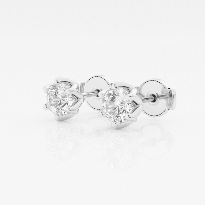 1 1/2 ctw Round Lab Grown Diamond 6-Prong Flower Petal Solitaire Certified Stud Earrings