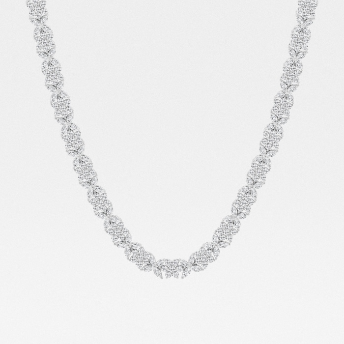 20 ctw Marquise Lab Grown Diamond Floral Tennis Necklaces