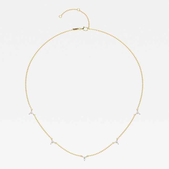 näas Romancing 3/8 ctw Round Lab Grown Diamond Trinity Fashion Necklace with Adjustable Chain