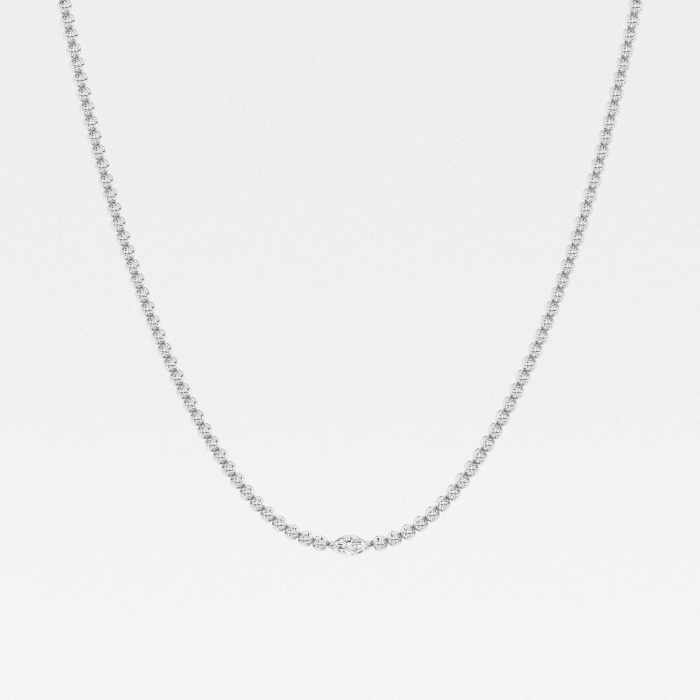 3 ctw Marquise Lab Grown Diamond Single Station Tennis Necklace