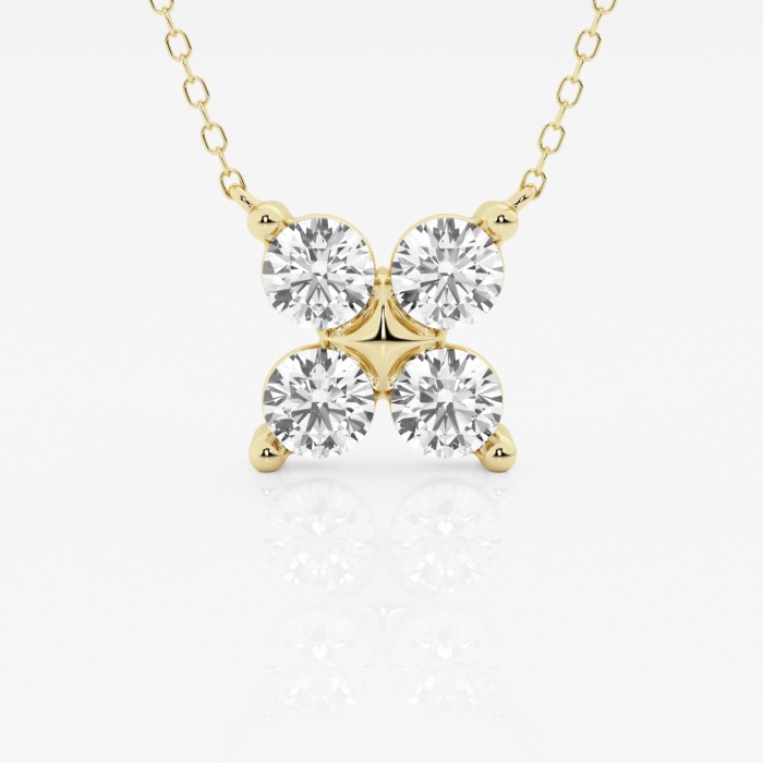 1 1/2 ctw Round Lab Grown Diamond Four Stone Fashion Pendant With Adjustable Chain