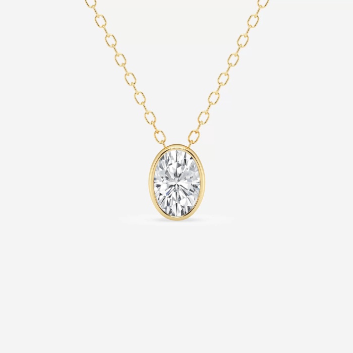 1/2 ctw Oval Lab Grown Diamond North South Bezel Set Solitaire Pendant with Adjustable Chain
