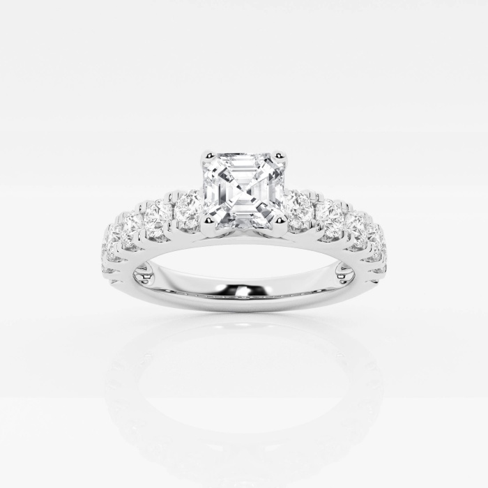 1 3/4 ctw Asscher Lab Grown Diamond  Engagement Ring with Split Prong Side Accents