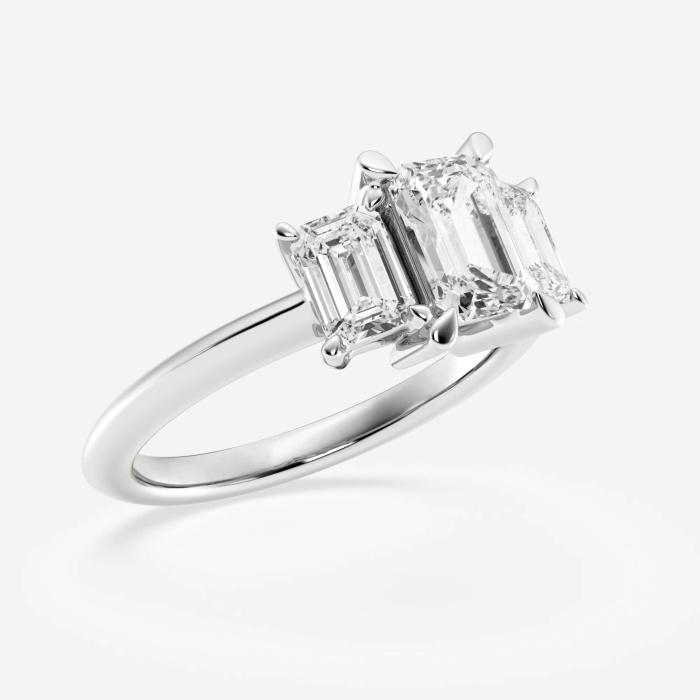 2 ctw Emerald Lab Grown Diamond  Three Stone Ring