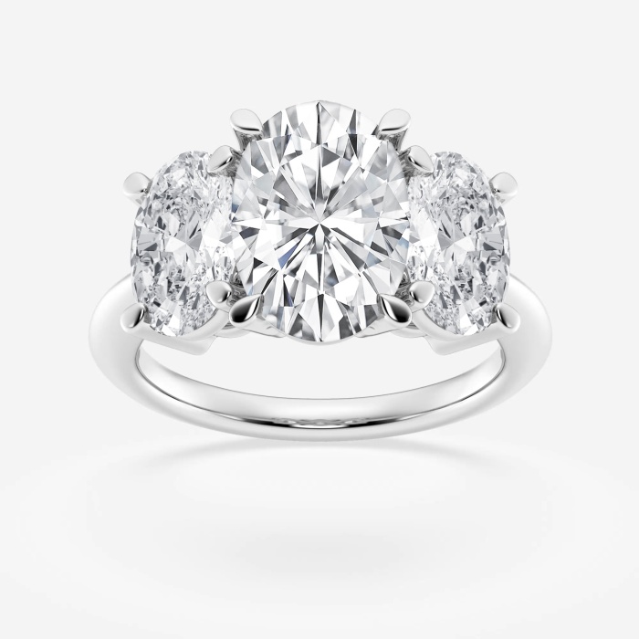 7 ctw Oval Lab Grown Diamond  Three Stone Ring