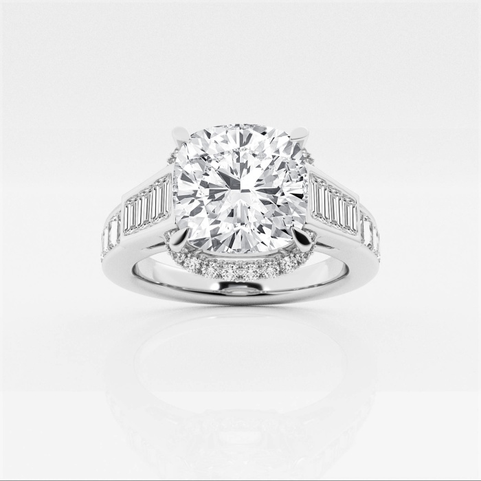 Badgley Mischka 5 1/2 ctw Cushion Lab Grown Diamond Hidden Halo Engagement Ring
