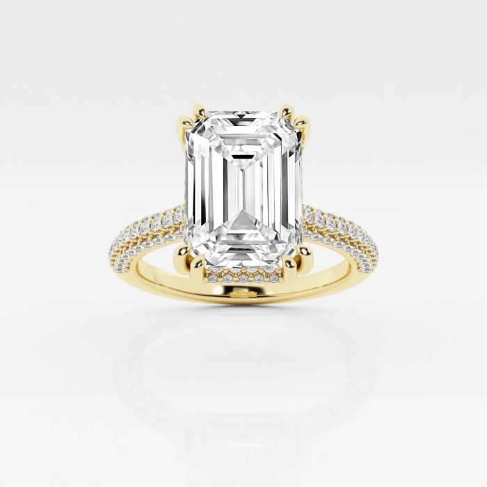 Badgley Mischka 4 5/8 ctw Emerald Lab Grown Diamond Double Prong Halo Engagement Ring