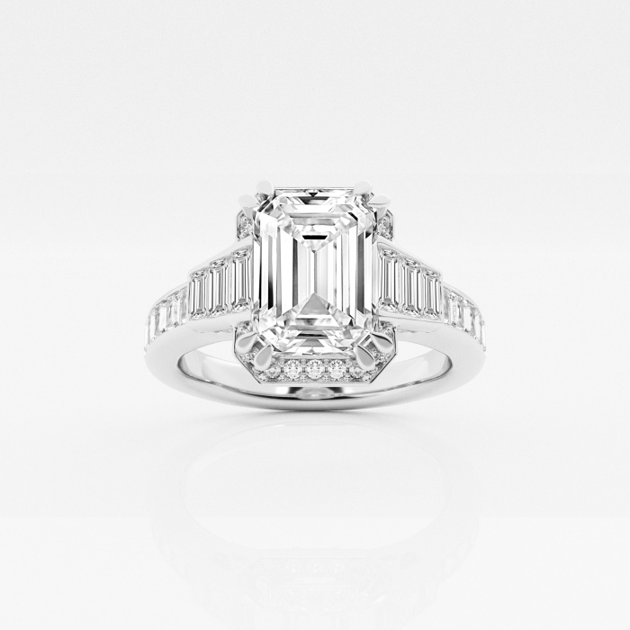 Badgley Mischka 3 3/4 ctw Emerald Lab Grown Diamond Channel Band Halo Engagement Ring