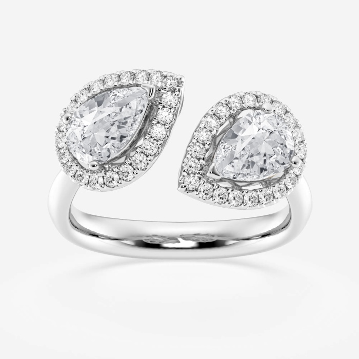 1 3/4 ctw Pear and Round Lab Grown Diamond Halo Fashion Ring