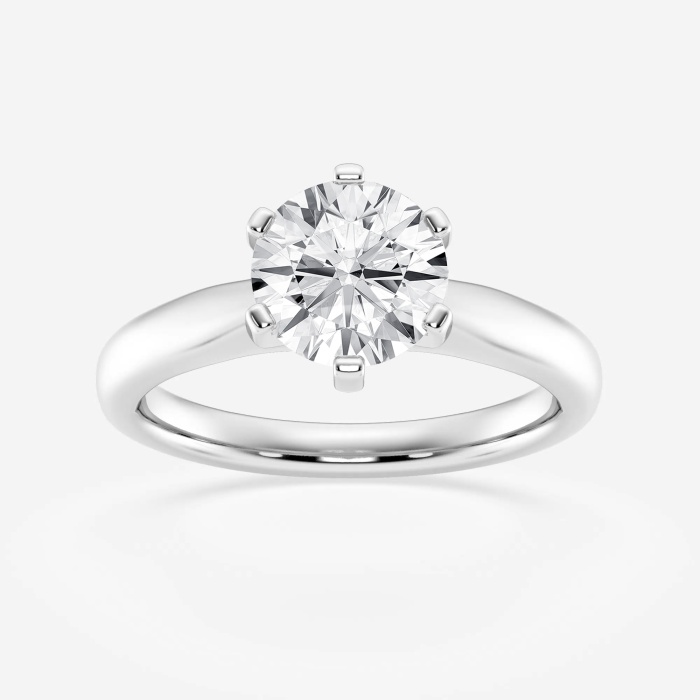1 1/2 ctw Round Lab Grown Diamond Cathedral Six Prong Solitaire Engagement Ring