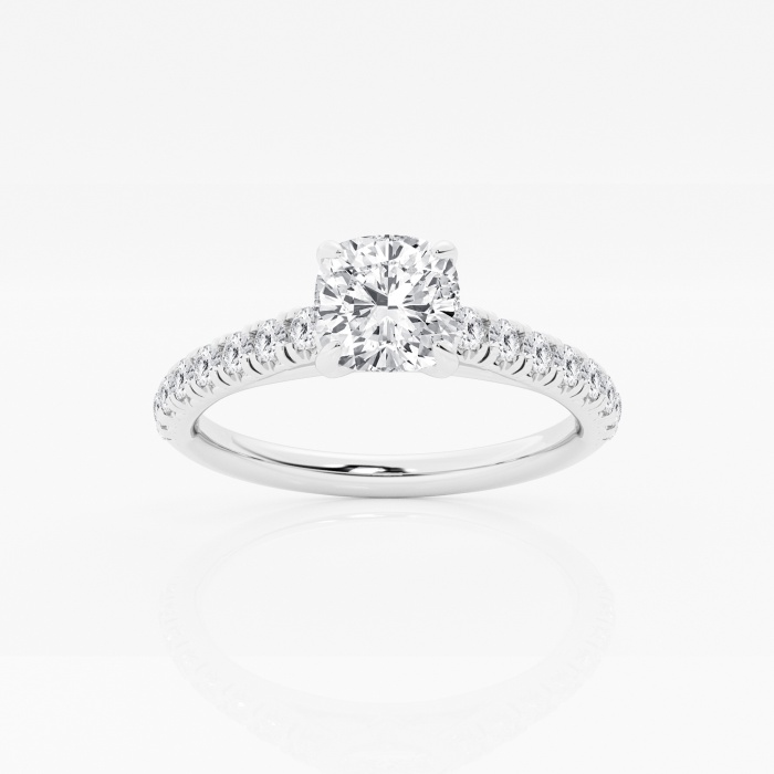 1 1/8 ctw Cushion Lab Grown Diamond French Pave Engagement Ring