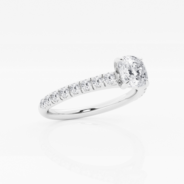 1 1/8 ctw Cushion Lab Grown Diamond French Pave Engagement Ring
