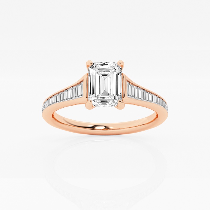 1 1/3 ctw Emerald Lab Grown Diamond Baguette Engagement Ring