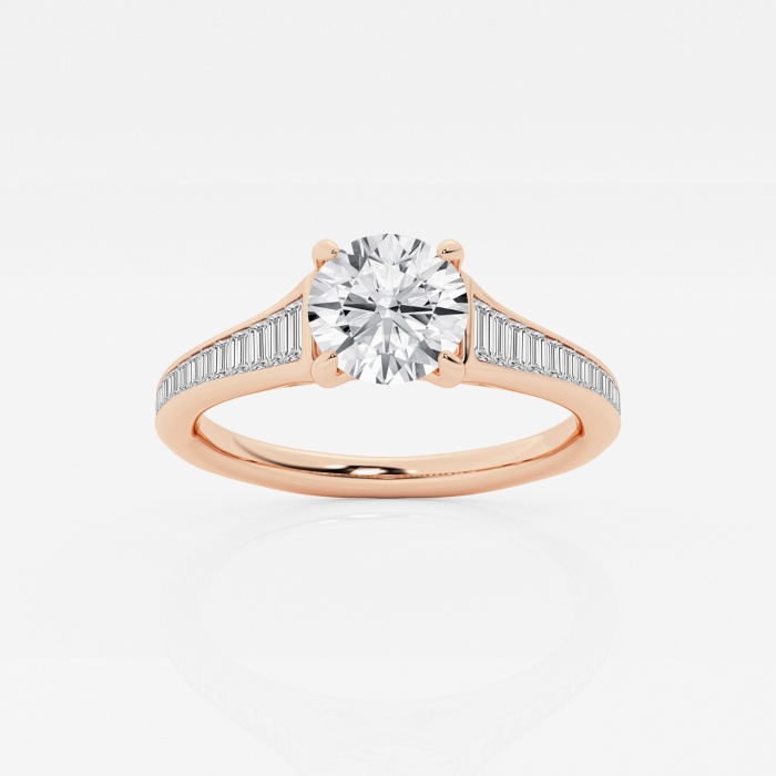 1 1/3 ctw Round Lab Grown Diamond Baguette Engagement Ring