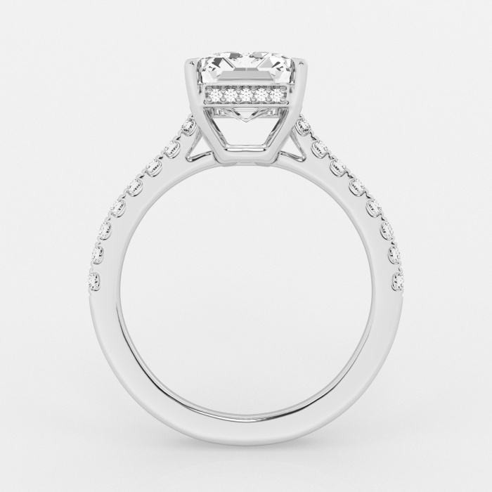 Badgley Mischka 4 1/3 ctw Emerald Lab Grown Diamond Hidden Halo Engagement Ring