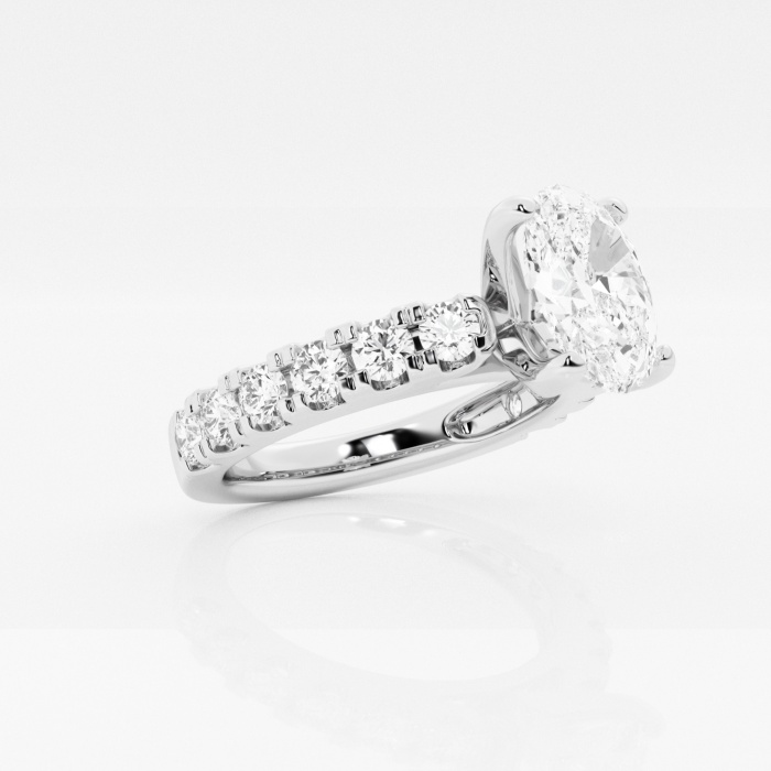 1 3/4 ctw Oval Lab Grown Diamond  Engagement Ring with Split Prong Side Accents