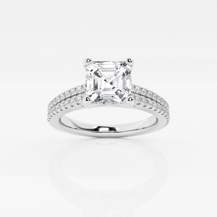 1 1/8 ctw Asscher Lab Grown Diamond Double Row Engagement Ring