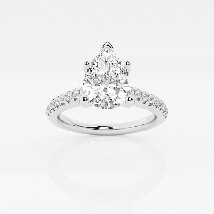 1 ctw Pear Lab Grown Diamond  Engagement Ring with V-Prong Side Accents