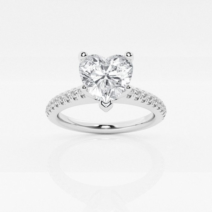 1 ctw Heart Lab Grown Diamond  Engagement Ring with V-Prong Side Accents
