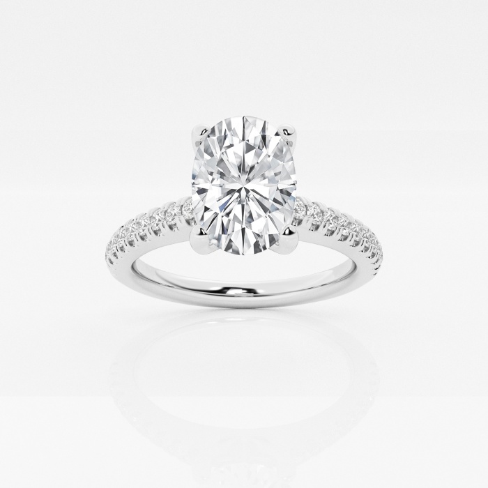 2 1/4 ctw Oval Lab Grown Diamond  Engagement Ring with V-Prong Side Accents