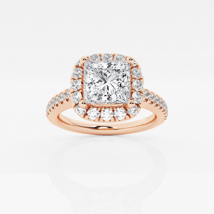 1  ctw Princess Lab Grown Diamond V-Prong Halo Engagement Ring