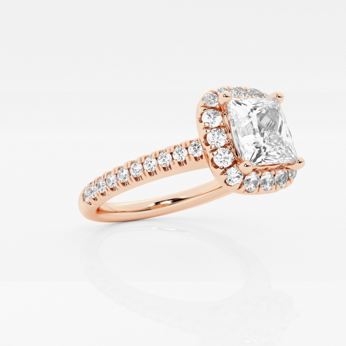 1  ctw Princess Lab Grown Diamond V-Prong Halo Engagement Ring