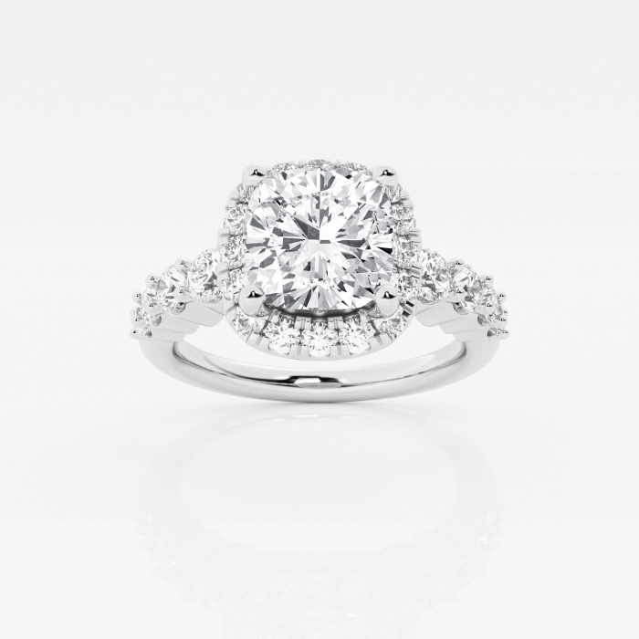 2 7/8 ctw Cushion Lab Grown Diamond Graduated Halo Engagement Ring