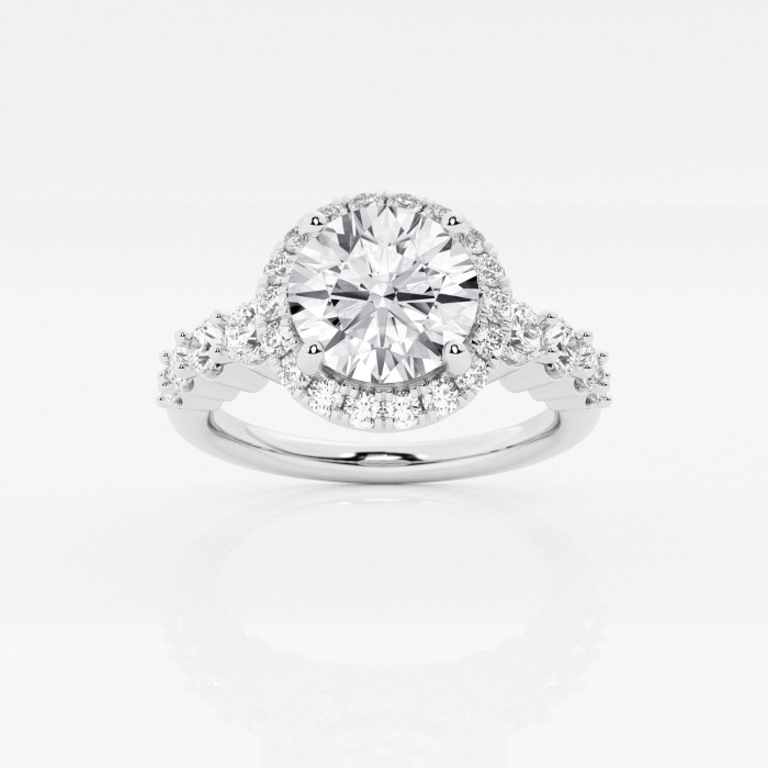 1 2/5 ctw Round Lab Grown Diamond Graduated Halo Engagement Ring