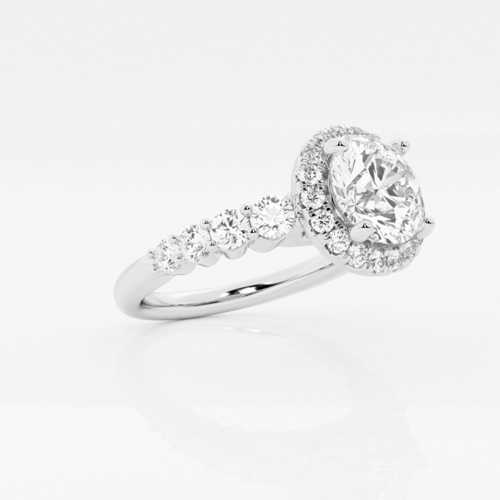1 2/5 ctw Round Lab Grown Diamond Graduated Halo Engagement Ring
