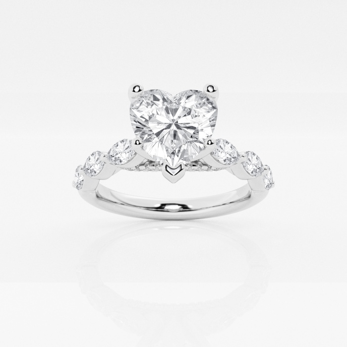 1 2/5 ctw Heart Lab Grown Diamond  Engagement Ring with Floating Marquise Side Accents