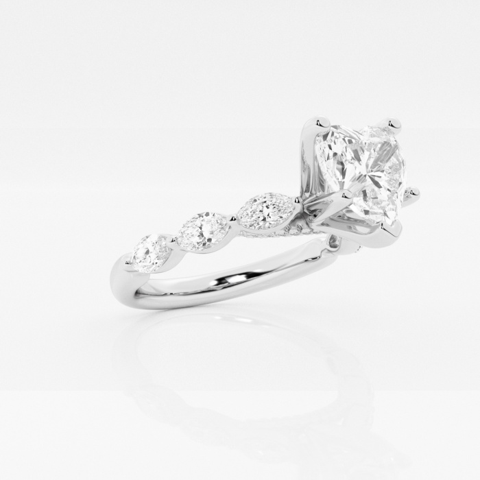 1 2/5 ctw Heart Lab Grown Diamond  Engagement Ring with Floating Marquise Side Accents